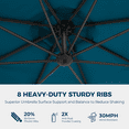 thumbnail image 3 of 10ft Offset Hanging Market Patio Umbrella with Easy Tilt Adjustment,Polyester Shade,8 Ribs for Backyard,Poolside,Lawn and Garden,Blue, 3 of 7