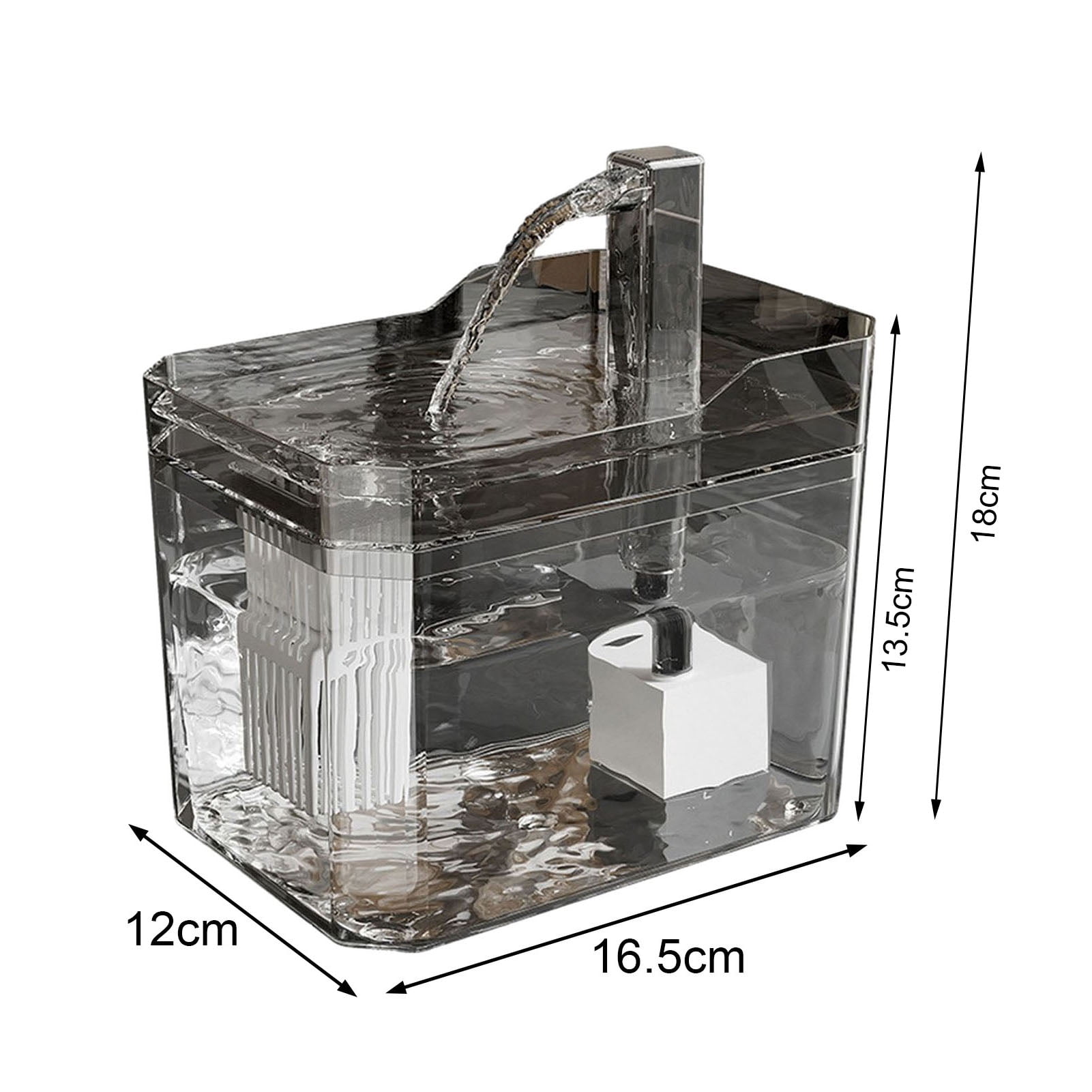 YIFAEUX 1.5L Transparent Pet Water Fountain Automatic Cat Drinking Dispenser with 3 Filter Sponge Electric Pet Drink Bowl for Indoor Cats Dogs