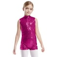 thumbnail image 2 of iiniim Kids Girls Sequins Sleeveless Short Jumpsuit Ballet Dance Biketard Gymnastics Leotard Unitard Hot Pink 14, 2 of 5