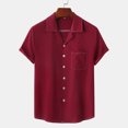 thumbnail image 2 of YYDGH Men's Short Sleeve Button Up Shirts Summer Casual Pocket Beach Shirts Red L, 2 of 9