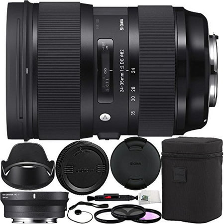 Sigma 588954 24-35mm f/2 DG HSM Art Lens for Canon EF & MC-11 Mount Converter/Lens Adapter (Canon EF-Mount to Sony E) 10PC Bundle Includes Manufacturer Accessories + 3PC Filter Kit (UV-CPL-FLD) +
