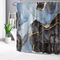 thumbnail image 2 of HVEST Abstract Blue Marble Shower Curtain Decor,Modern Minimalist Black and Gold Marble Texture Shower Curtains for Bathroom 72X78 inch Polyester Fabric Bathroom Decoration Bath Curtains Hooks Include, 2 of 6