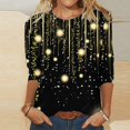 thumbnail image 3 of TANGNADE Women's Sequin T Shirt Design Three Sleeved Round Neck Fashion Top, Yellow S, 3 of 3