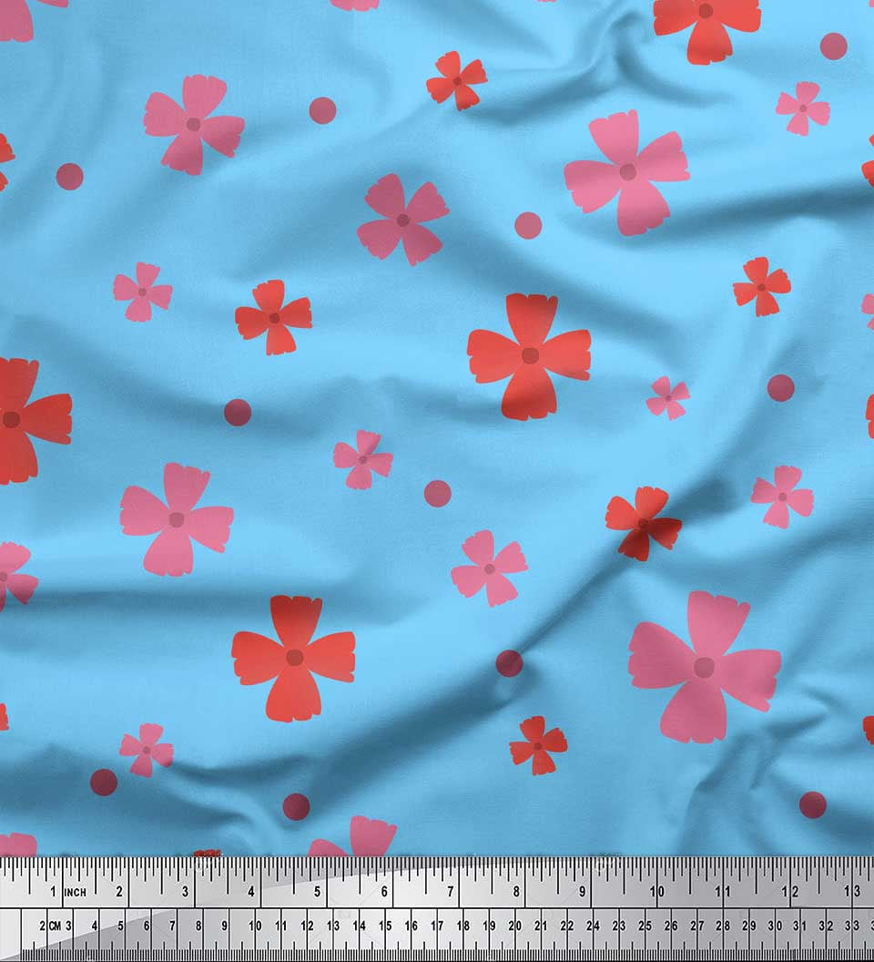 Soimoi Viscose Chiffon Fabric By The Yard - 42" Wide Blue Tiny Floral Print - Lightweight For Dresses & Home Decor