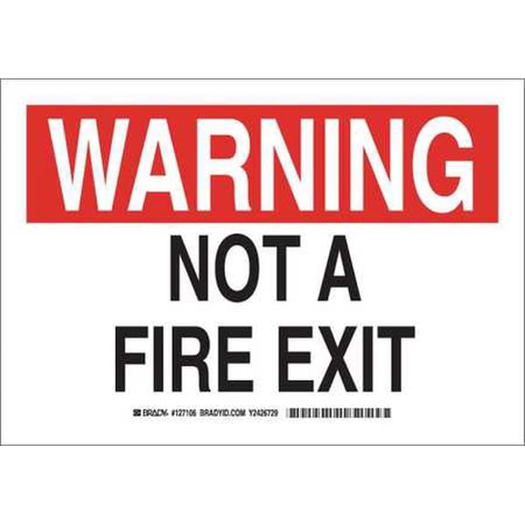 BRADY 127107 Fire Exit Sign, 10 x 14In, Blk and Red/Wht