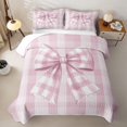 thumbnail image 2 of Erosebridal Kawaii Bow Twin Quilt Set for Boys Girls, Cute Buffalo Plaid Twin Coverlet Set, 2pcs, 2 of 7