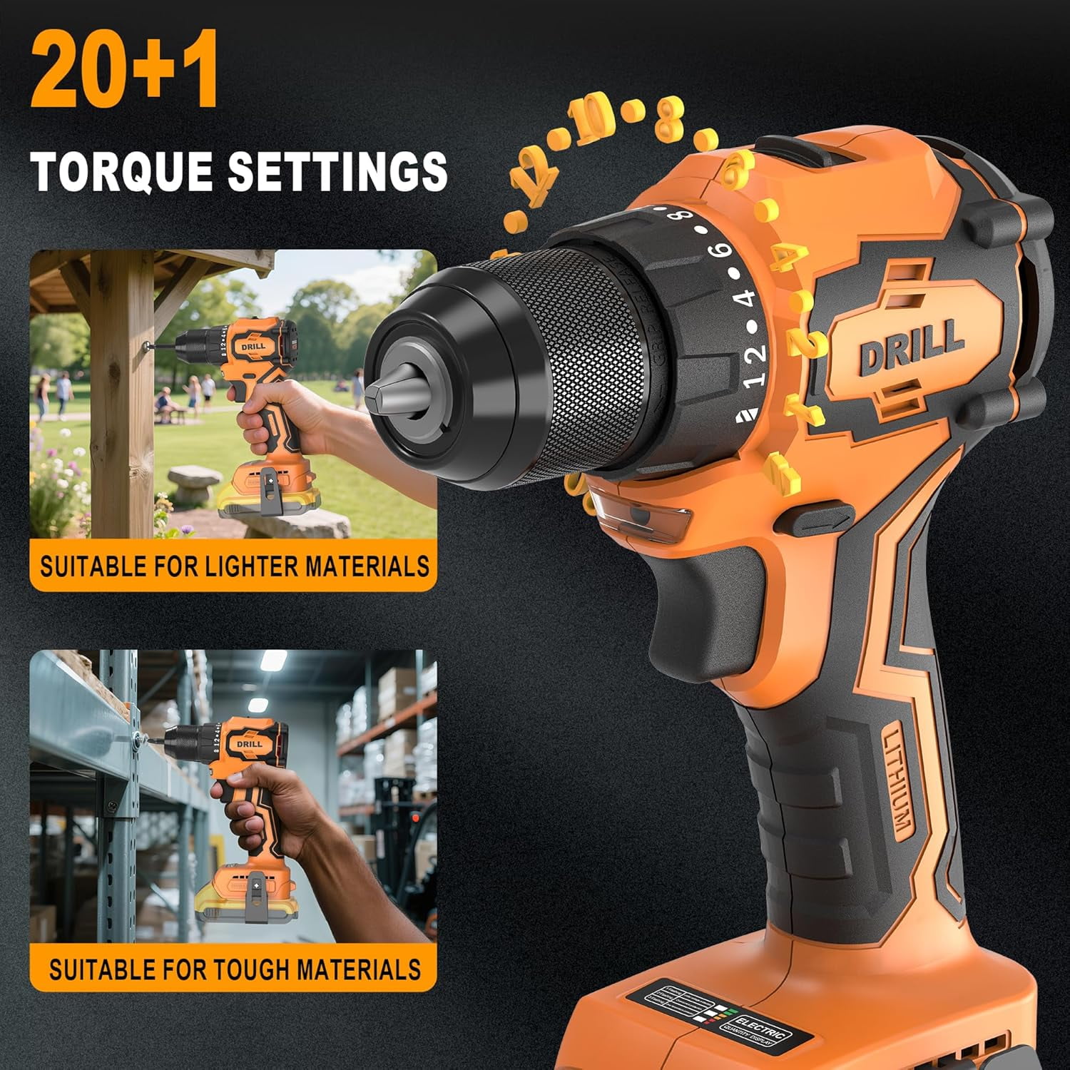 Cordless Impact Driver and Drill Combo Kit (Tool Only) Compatible with Dewalt 20V Max Battery