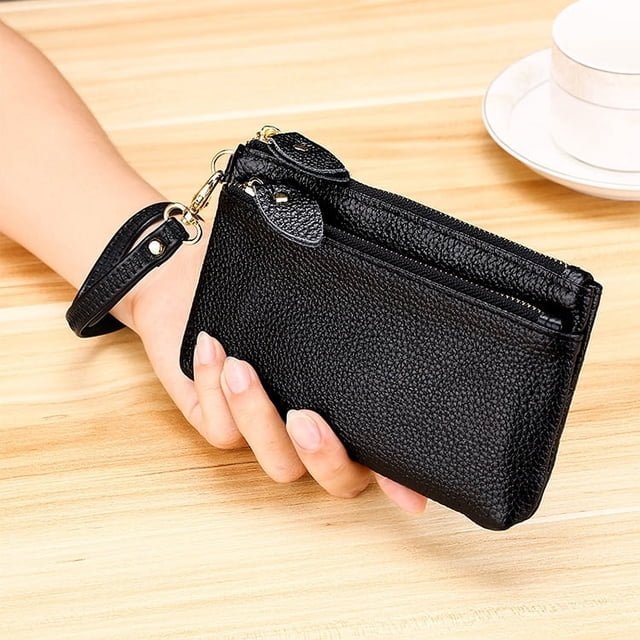 Monedero de cuero con personalidad de moda y cremallera para mujer