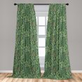 thumbnail image 4 of Ambesonne Floral Curtains, Minimalist Leaf Flower Art, Pair of 28"x84", Pistachio Green and Coral, 4 of 4