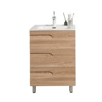 Eviva Joy 24" Maple Freestanding Bathroom Vanity w/ White Integrated Top
