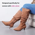 thumbnail image 5 of LOVE STEETLY Women's Extra Wide Calf Knee‑High Slouchy Boots, True Wide Width Kitten Heel Plus Size Comfort Boot., 5 of 7