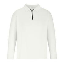 VSSSJ Mens 1/4 Zipper Long Sleeve Shirts Regular Fit Fashion Solid Color T Shirts Casual Quarter Zip Collar Waffle Golf Tops White M