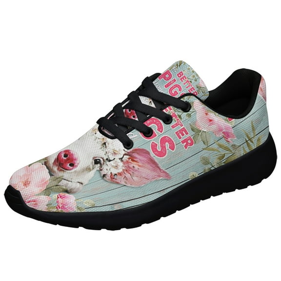 Life Is Better With Pigs Around Shoes Sneakers for Women Men Black Size 3.5