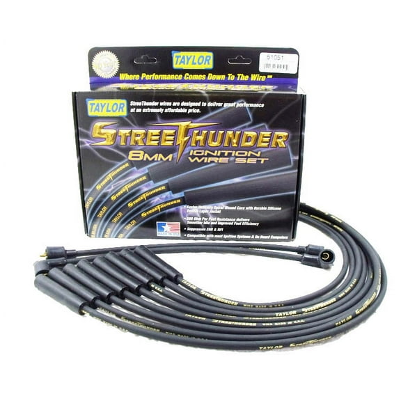 Taylor Wire / Vertex 51051 TAY51051 STREETHUNDER CUSTOM 8 CYL BLACK Fits select: 1966-1969 FORD F100, 1968-1969 PONTIAC GTO