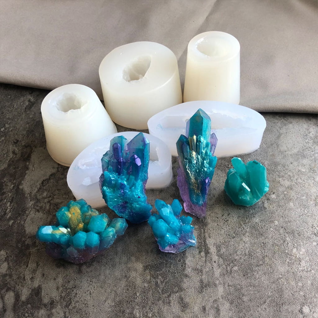 Silicone Molds Quartz Rock Cluster Mold Crystal Epoxy Resin Mould for DIY Making Necklace Pendant Decor Craft