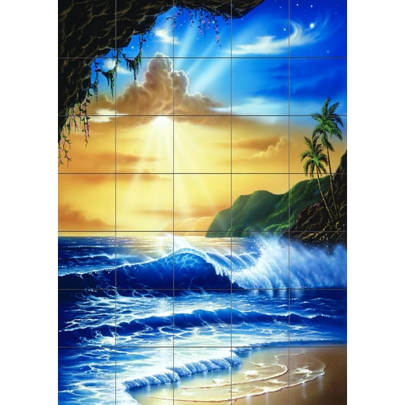Tile Mural Kitchen Backsplash - Ocean Paradise-JW - by Jeff Wilkie