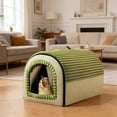 thumbnail image 5 of Indoor Cat House with Door Flap – Covered Cat Bed Cave with Soft Plush, Washable Pad, All-Season Hideaway for Cats and Small Dogs, 5 of 6