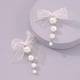 thumbnail image 3 of Vintage Pearl Drop Dangle Earrings Lightweight Black Pink Cute Bow Earrings Fashion Statement Ear Jewelry for Women and Girls (Pink), 3 of 4