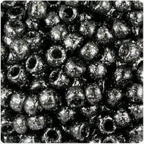 BeadTin Jet Sparkle 9mm Barrel Pony Beads (500pc)