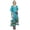 Teal Blue, variant on Bimba Women's Teal Blue Floral Bird Print Satin Maxi Kaftan Coverup Caftan-4