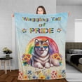 thumbnail image 3 of Wagging Tail Alaskan Malamute Celebrates Rainbow Pride Month LGBT LGBTQ+ Cozy Fleece Blanket Alaska Mal Dog Lovers Gifts Warm Soft Throw Blanket - 01003, 3 of 5