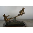 thumbnail image 5 of Nifao Boys Playing Seesaw on a Marble Base Bronze Statue – Bronze Statue on Marble Base, Home Decor, 22"L x 8"W x 17"H, 5 of 11