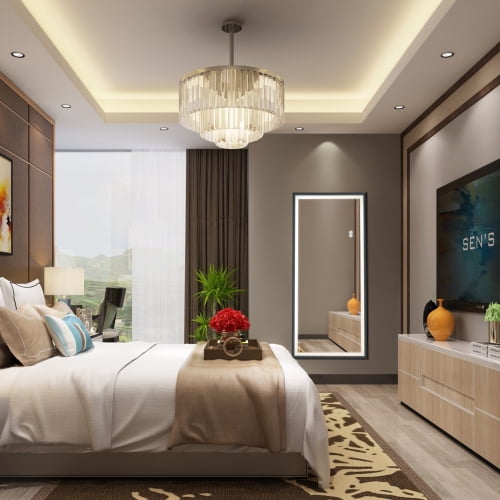 Led Full Length Mirror Wall Mounted Lighted Floor Mirror Dressing Mirror Make Up Mirror Bathroom Bedroom Living Room Dining Room Entry Dimmer Touch Switch Walmart Com Walmart Com