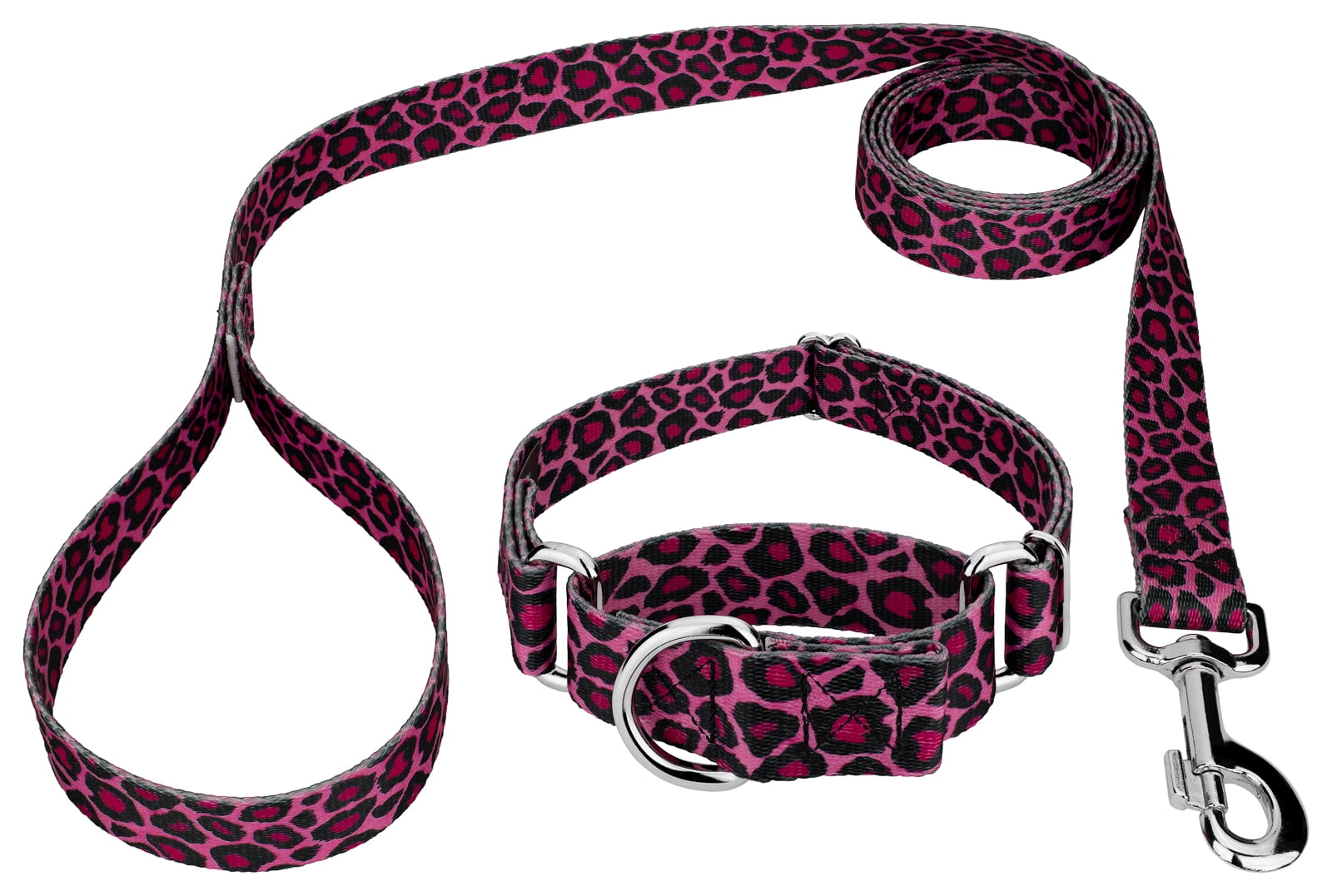 Country Brook Design Pink Leopard Print Martingale Dog Collar & Leash