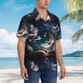 thumbnail image 2 of Lsque Artistic Starry Sky Moon Book pattern Hawaiian Shirt for Men, Unisex Summer Beach Casual Short Sleeve Button Down Shirts-Large, 2 of 9