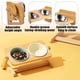 thumbnail image 4 of Estante de alimentación para perros y gatos de altura ajustable de madera de bambú, estante para cuencos para gatos, comedero para mascotas, estante de comedor de acero inoxidable antipunta, 4 of 5