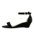 thumbnail image 2 of Women Low Wedge Heel Sandals Open Toe Ankle Strap Buckle Lady Work Casual Shoes BLACK/SUEDE Size 10, 2 of 3