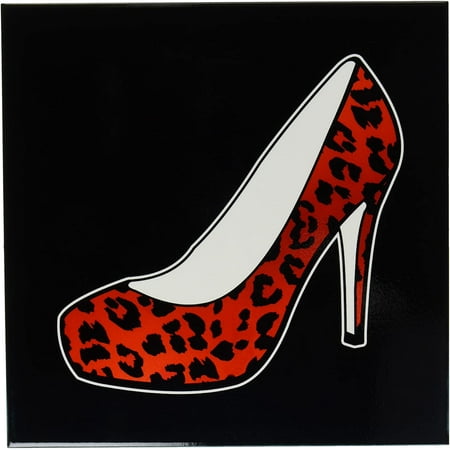 

ct_57137_4 I Love Shoes Red Cheetah High Heel Shoe on Black Ceramic Tile 12-Inch