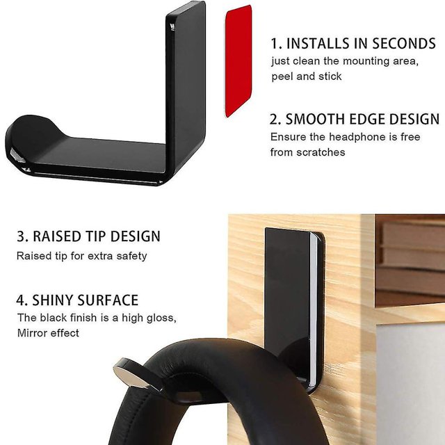 Gancho de montaje en pared para auriculares en forma de L duradero Colgador para auriculares debajo del escritorio