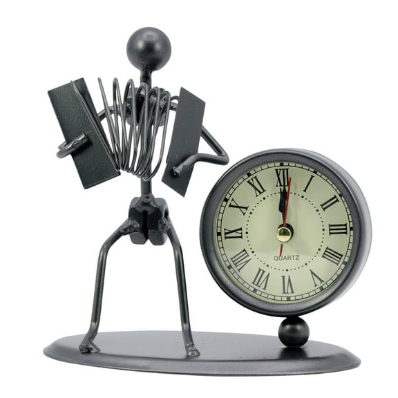 VerPetridure Wrought Iron Musical instrument Villain Clock Creative Wrought Iron Musical instrument Villain Clock Wrought Iron Retro Personality Clock