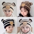 thumbnail image 5 of Gorro de bebé estilo otoño e invierno lindo gorro de punto con protección para los oídos para niños y niñas gorro de lana cálido de invierno marea, 5 of 5