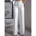 thumbnail image 4 of Women Wide Leg Pants Summer High Waisted Business Casual Work Dress Pants Trousers Slacks White M, 4 of 9