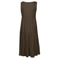 thumbnail image 5 of gakvbuo Summer Dresses For Women Crew Neck Pleated Ruffle Hem Knee Length T Shirt Dress Sleeveless Sundress Tank Dress High Waist Flowy Boho Beach Cover Ups Dresses Holiday Vacation Party Mini Dress, 5 of 5
