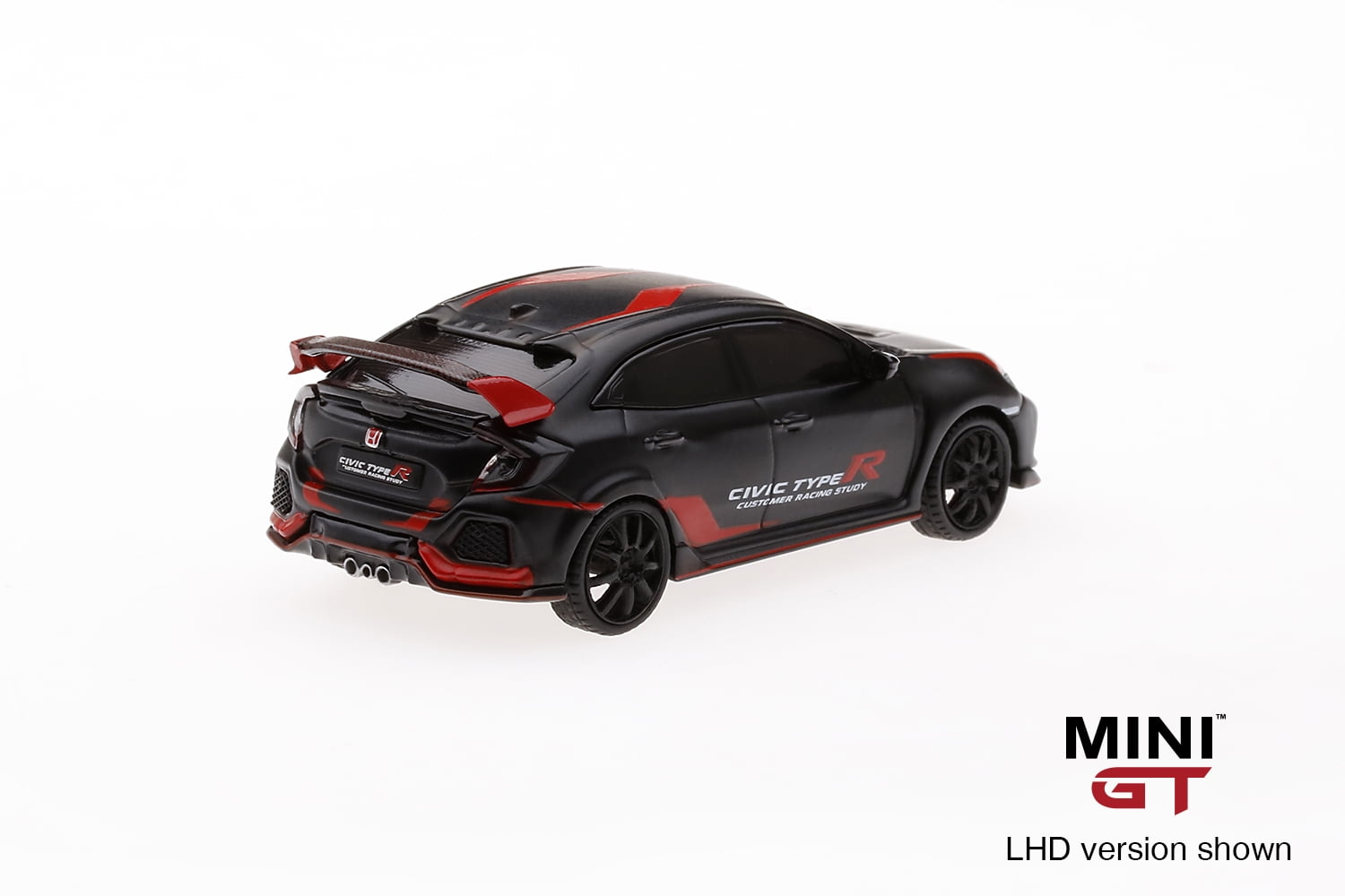 TSM Model Mini GT 2017 Honda Civic Type R (FK8) Customer Racing Study  (Matte Black) 1/64 Diecast Model Car MGT00023