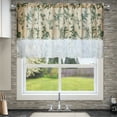 thumbnail image 2 of Floral Curtain Floral Print Tiered Curtain with Lace Edge for Kitchen and Bathroom, 59x23.62 Inch Window Valance with Semi-Sheer Design for Light Filtering and Decoration Tiered Window Valance, 2 of 6