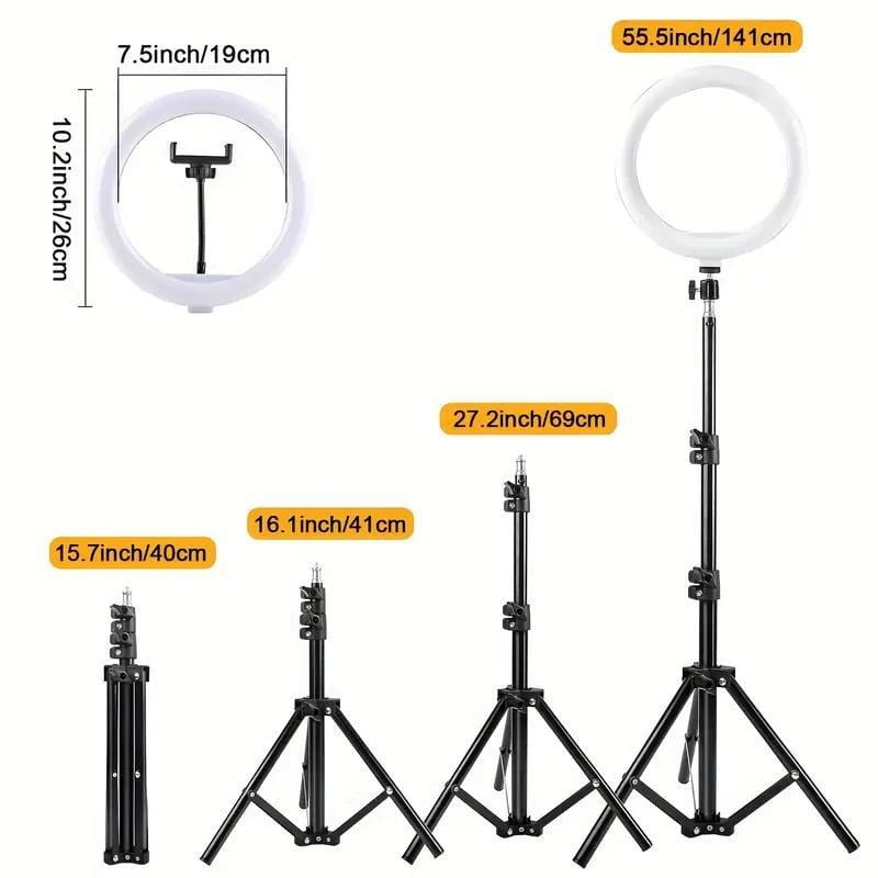 ZOMEI 10" Professional Circle Light with Adjustable Tripod Stand & Phone Holder, Essential for Makeup Artists, YouTube Videos, Computer Work, Vlogging, TikTok Live, Smartphone Photography, etc