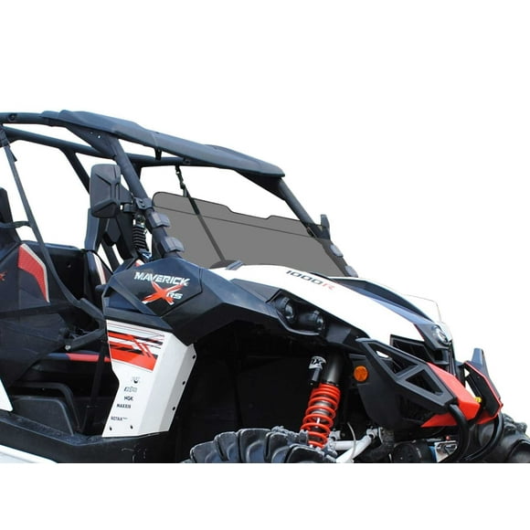 SuperATV Heavy-Duty Half Windshield for Can-Am Maverick (See Fitment) | Snug, Rattle-free Fit | 1/4" Thick Dark Tint Polycarbonate 250 Times Stronger Than Glass | USA Made!