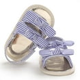 thumbnail image 4 of Baby Girls Sandals Stripe Solid Color Summer Flat Shoes Infant First Walkers, 4 of 9