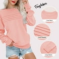 thumbnail image 3 of SWQZVT Sweatshirts for Women Long Sleeve Casual Pullover Tops Fall Crewneck Soft Comfort Ladies Knit Pink Sweatshirt L, 3 of 6