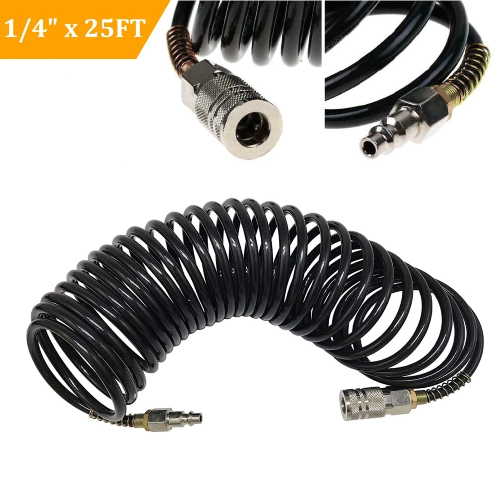 CSYANXING 1/4” x 25 FT Rubber Air Hose for Manufacturing Electrical Insulation Automotive Aviation Subway Train Black 200 PSI