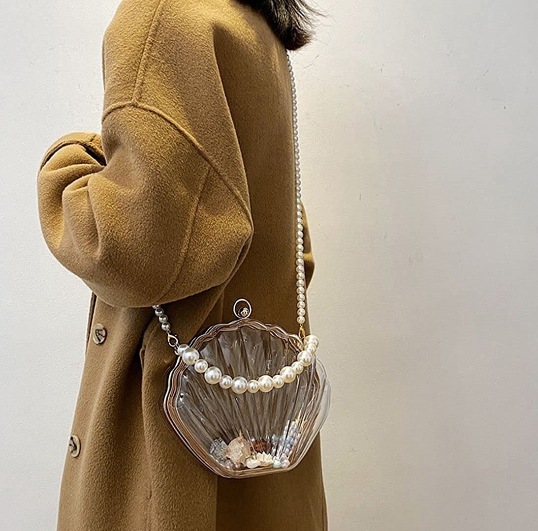 YOUI-GIFTS Women Fashion Seashell Crossbody Shoulder Bag Chain Strap Handbags Acrylic/Synthetic PU leater Evening Clutch Purse