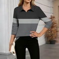 thumbnail image 4 of FRSASU Womens Tops 3/4 Sleeve V Neck Shirts Color Block Casual Business Basic Tees Summer Tops Gray L(L), 4 of 5