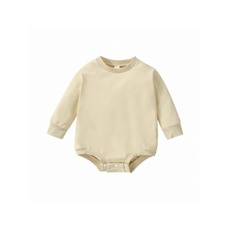 

Youweixiong Sweatshirt Romper for Infant Baby Girl Boy Long Sleeve Crewneck Solid Color Bodysuit Fall Winter Pullover Jumpsuit Top