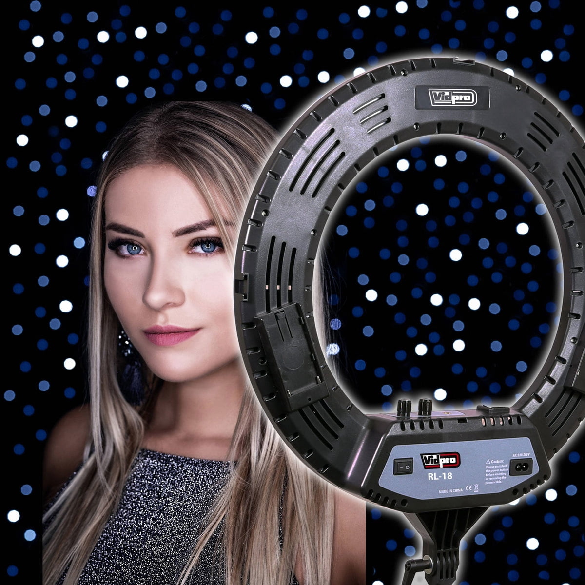 VidPro Vidpro RL-18 LED 18-Inch Ring Light Kit with Stand and Case - 55W Dimmable 3200-5600K Variable Color Control Ring Light Set Compatible with Most Cameras and Smartphones