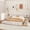 Beige, variant on Queen Size Upholstered Platform Bed with Reading Lights, Drawers, Trundle and Shelves, Beige