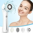 thumbnail image 2 of 3-in-1 Facial Cleansing Brush, Waterproof and Rechargeable Electric Face Scrubber for Men & Women, Exfoliating, Massaging, and Cleansing - White, 2 of 8